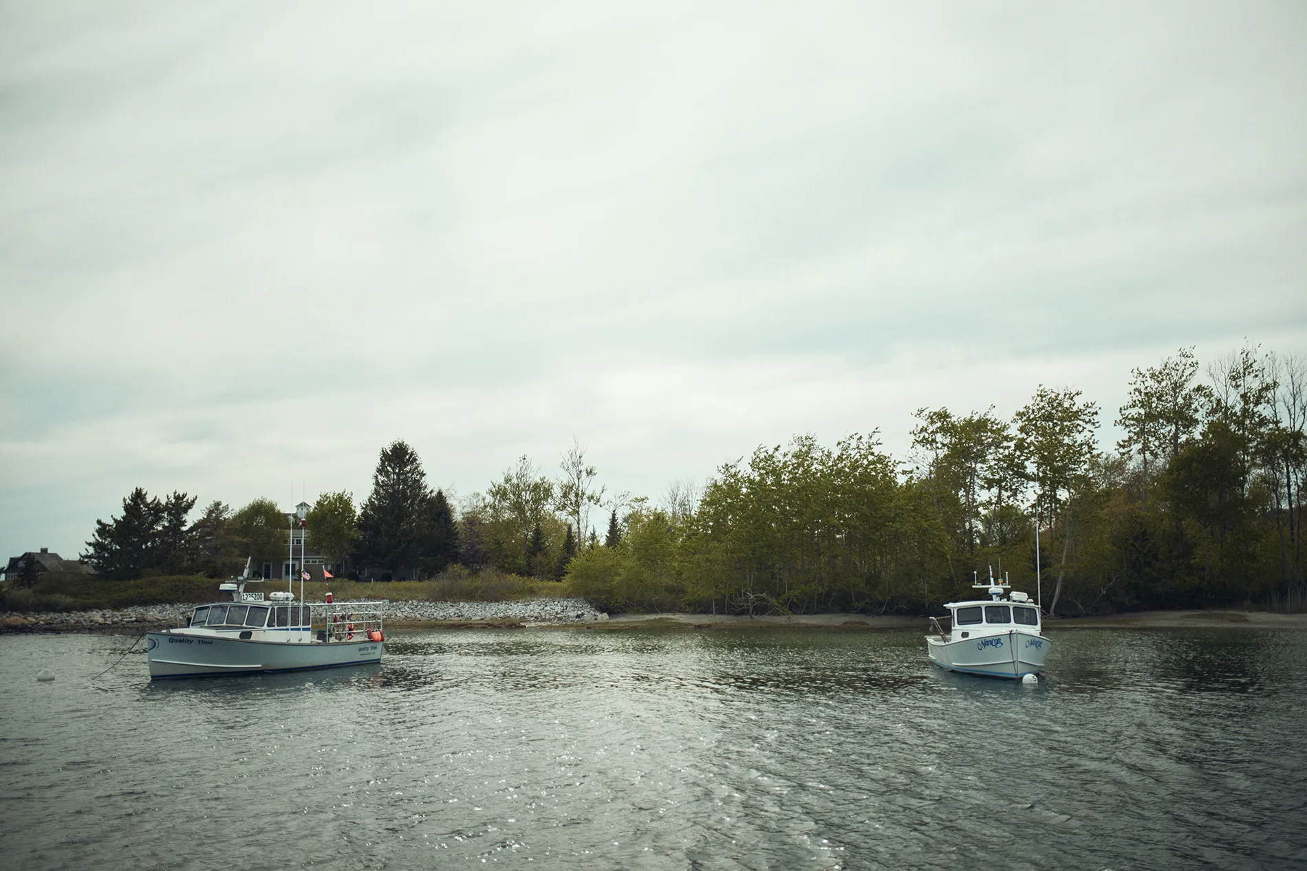 lobster boats in the water