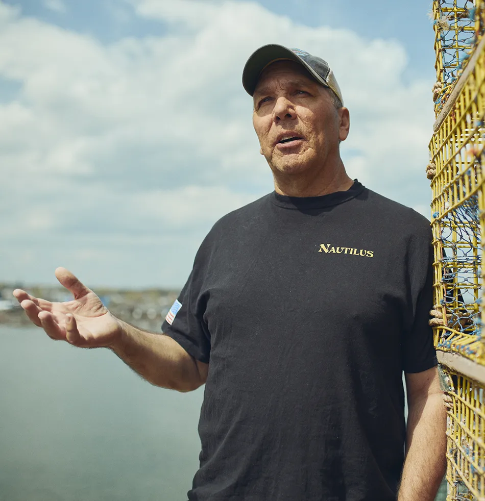 lobsterman talking on the wharf
